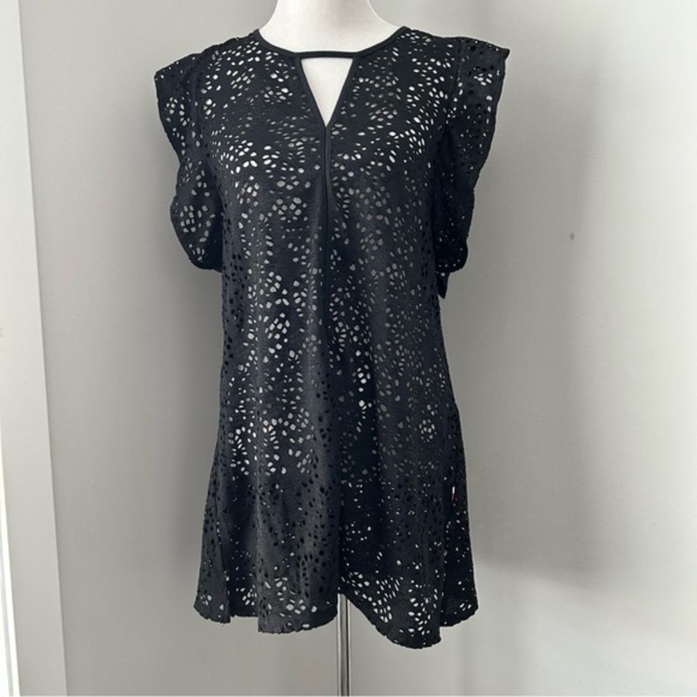 Tommy Hilfiger Eyelet Lace Flutter-Sleeve Swim Cover Up